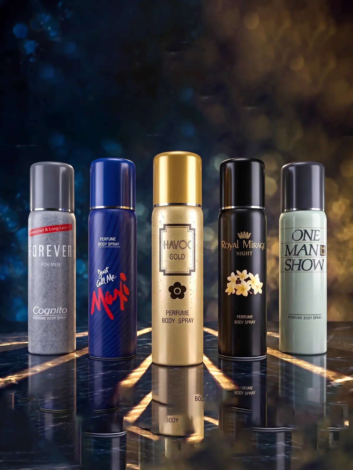 5 Pcs Premium 120ml Body Spray Combo for Men 2