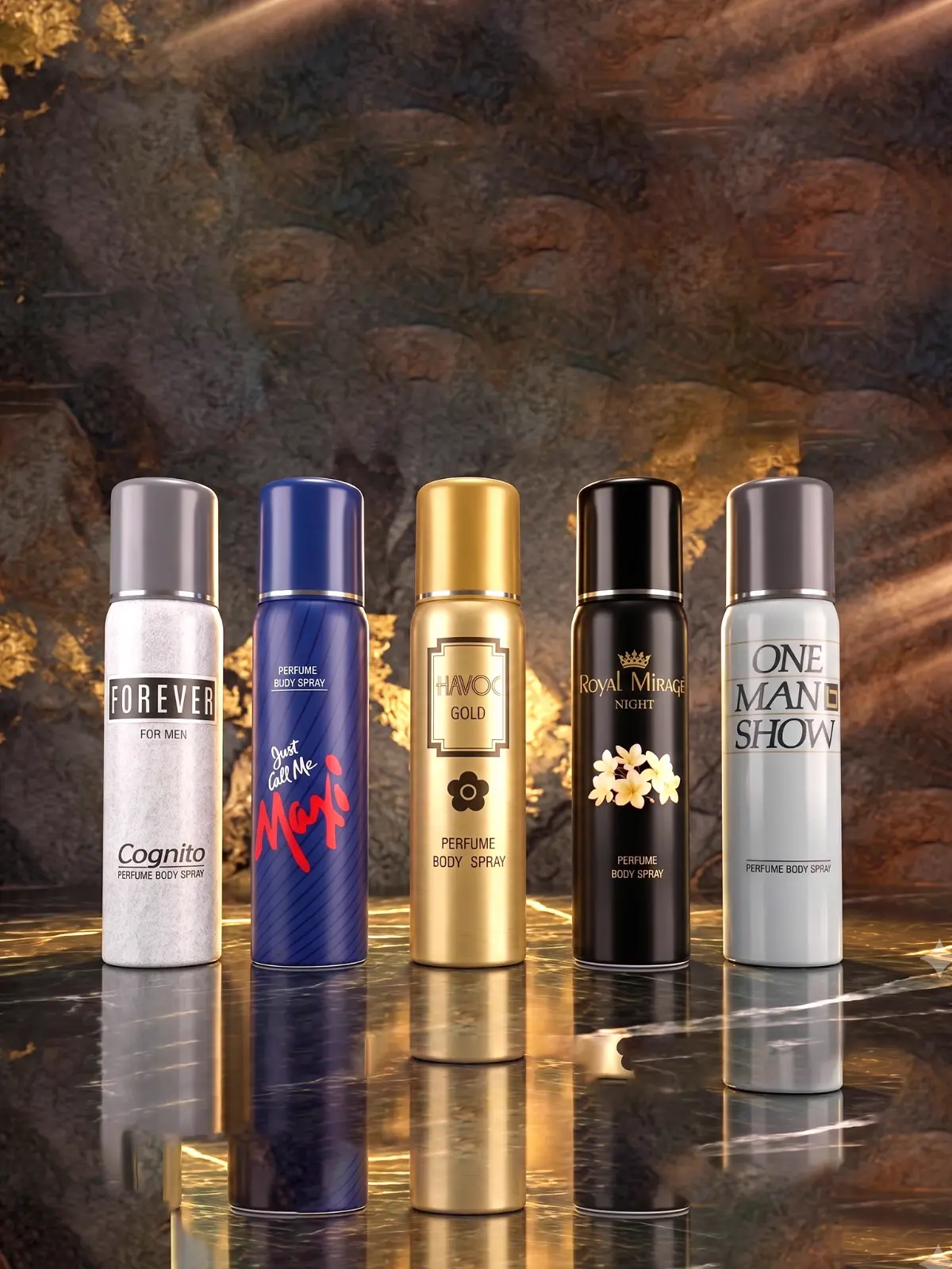 5 Pcs Premium 120ml Body Spray Combo for Men