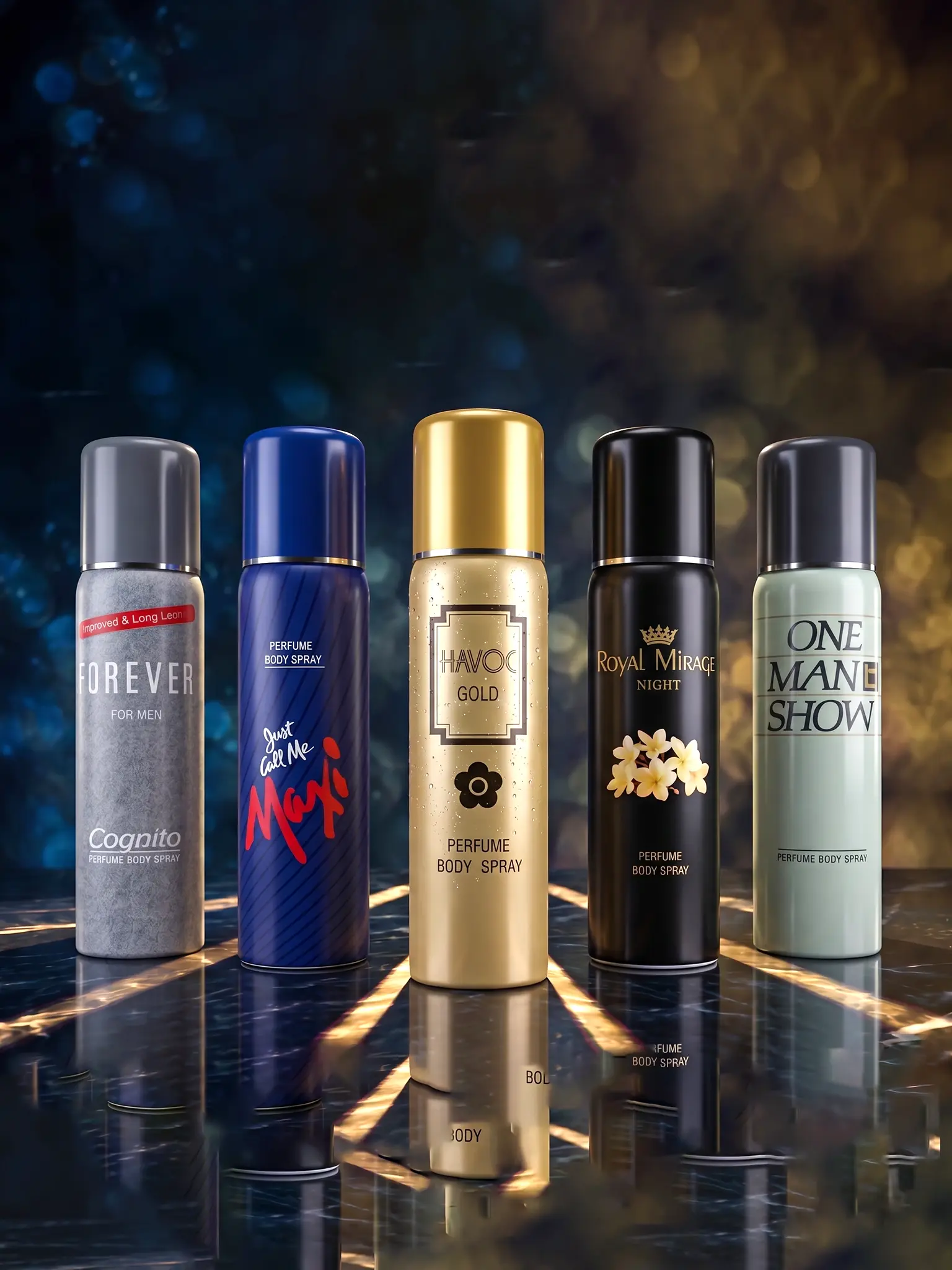 5 Pcs Premium 120ml Body Spray Combo for Men