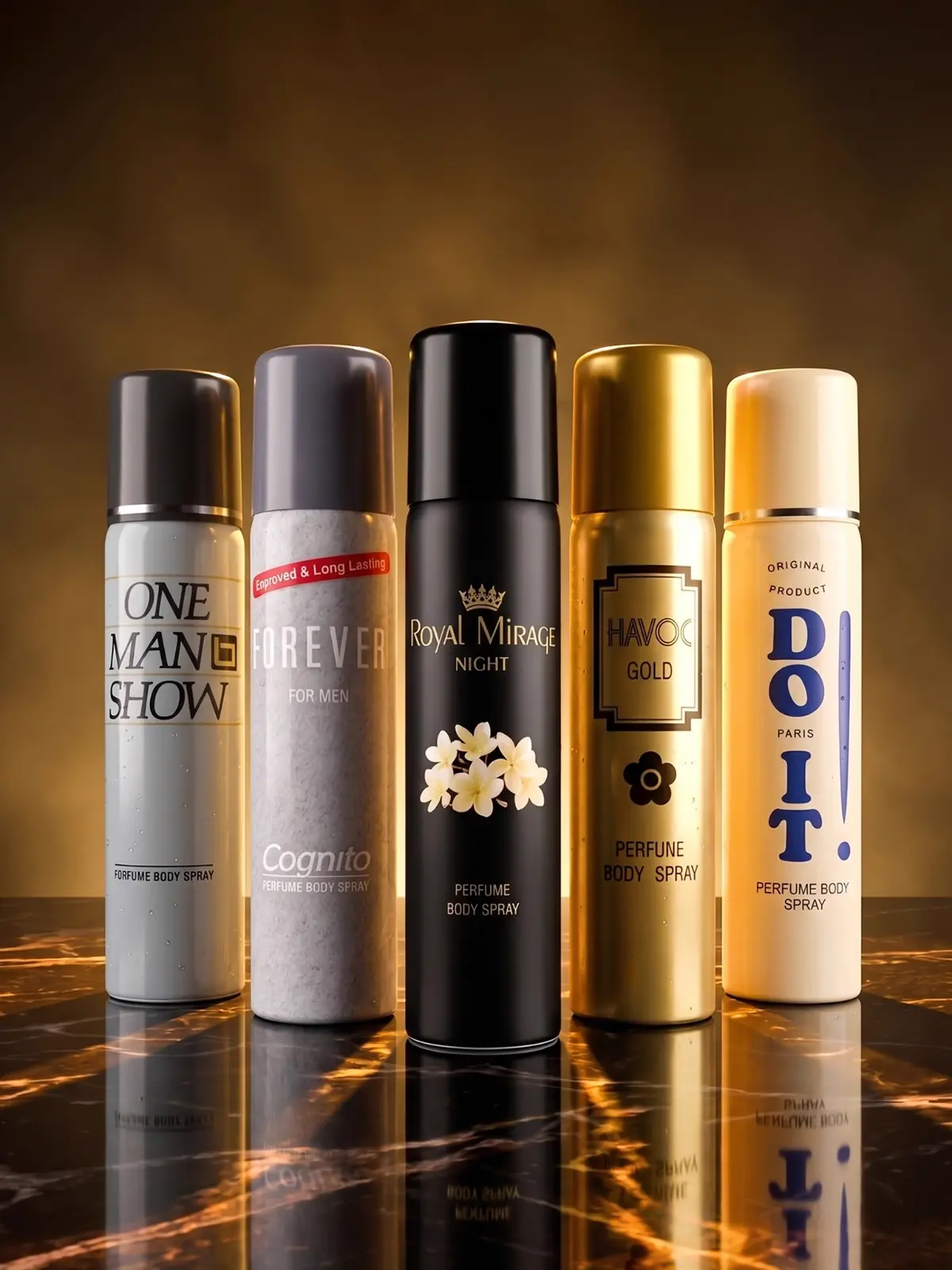 5 Pcs Premium 120ml Body Spray Combo for Men 1