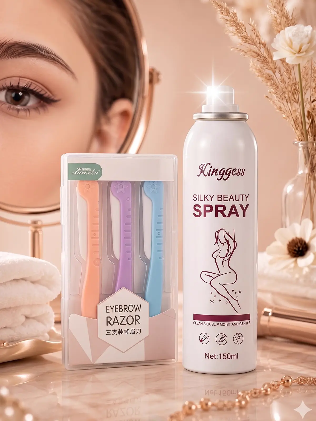 King Yes Silky Beauty Spray (150ml) + Premium Eyebrow Razor (3 Pcs Set) 2