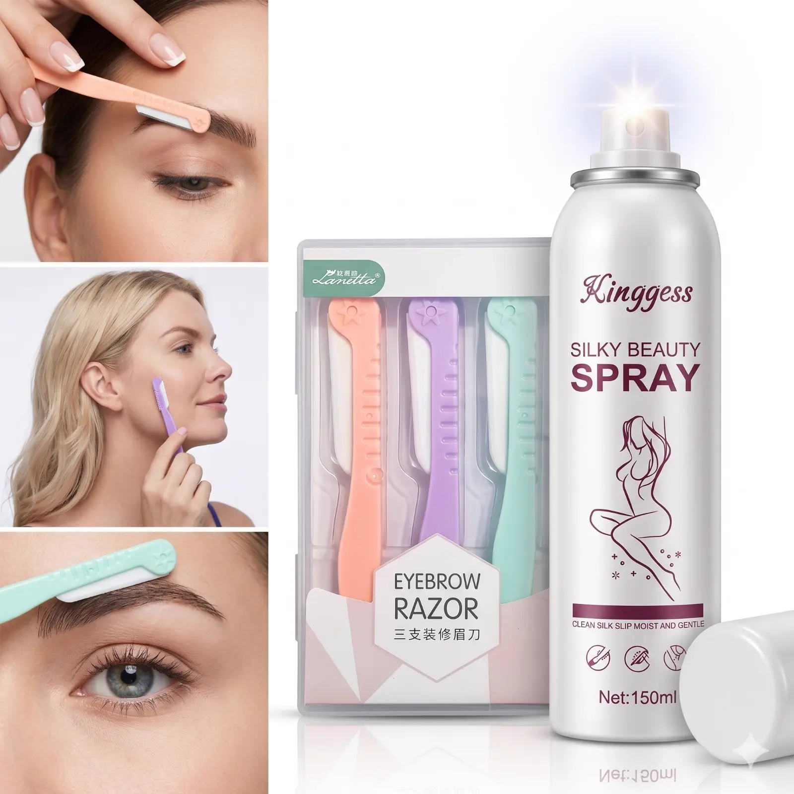 King Yes Silky Beauty Spray (150ml) + Premium Eyebrow Razor (3 Pcs Set) 3