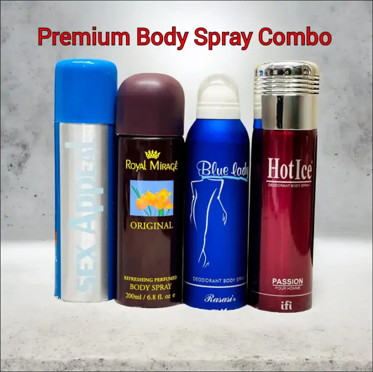 200 ML 4 Pcs Premium Body Spray Combo 1